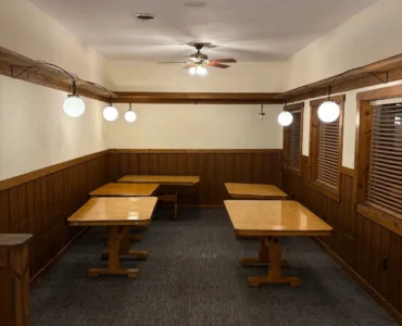 Restaurant tables and dining floor