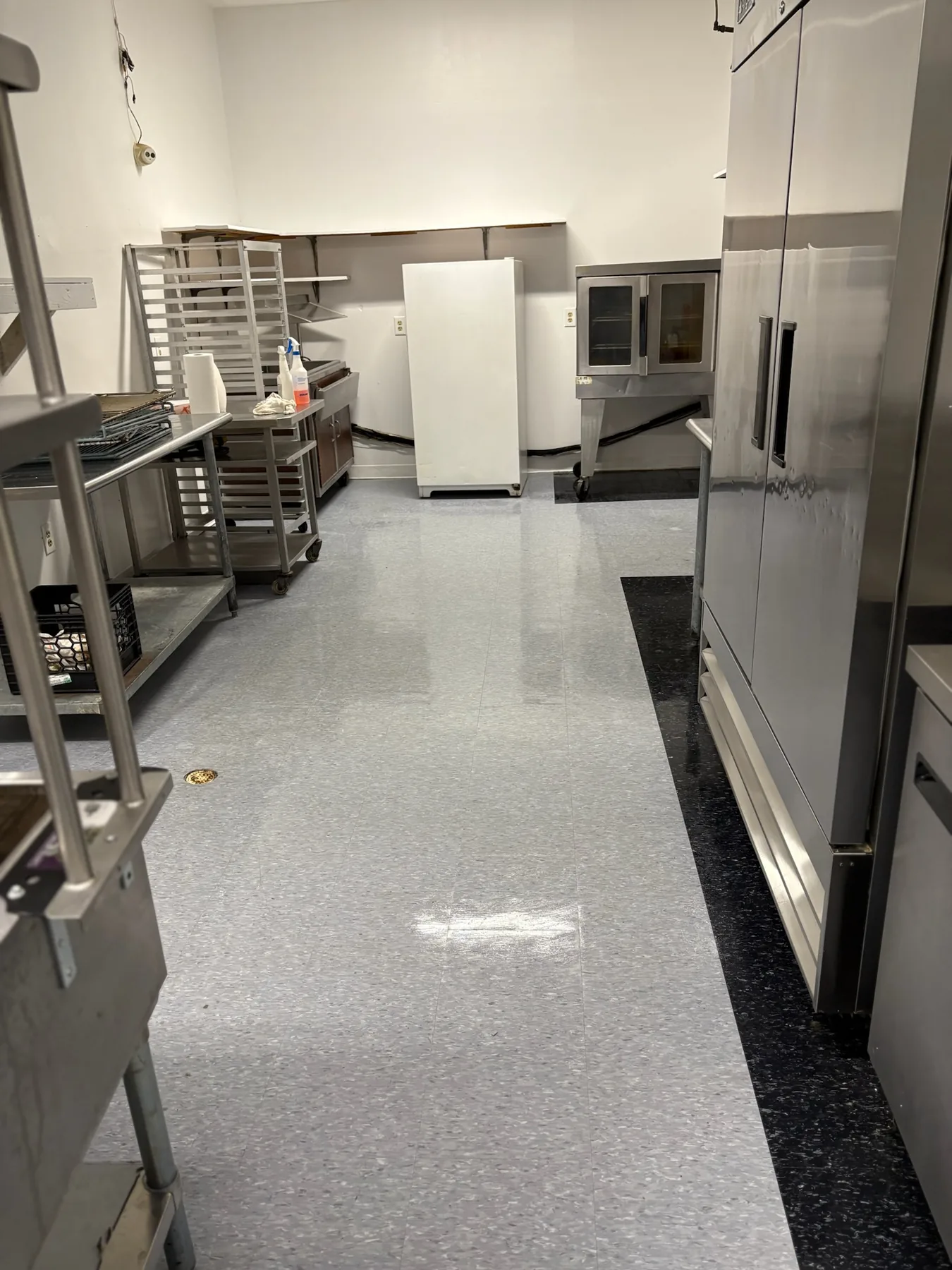 Kitchen floor and prep surfaces